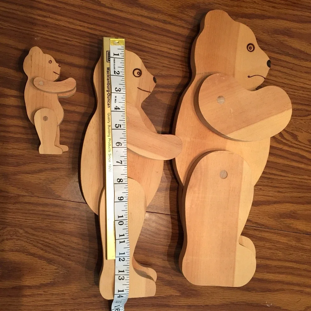 Articulated Wooden Bear Family Trio 6